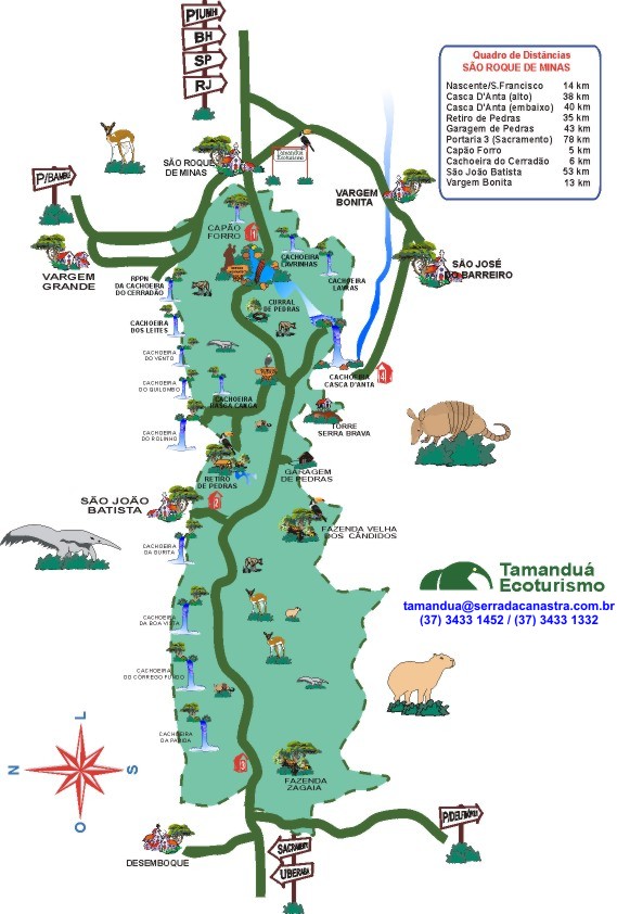 mapa do Parque Nacional da Serra da Canastra